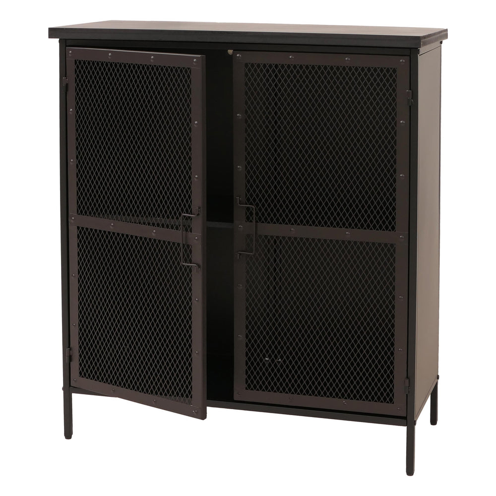 Apothekerkommode Highboard Schrank Staufächer Vintage Shabby-Look 94x80x35cm Metalloptik