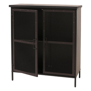 Apothekerkommode Highboard Schrank Staufächer Vintage Shabby-Look 94x80x35cm Metalloptik