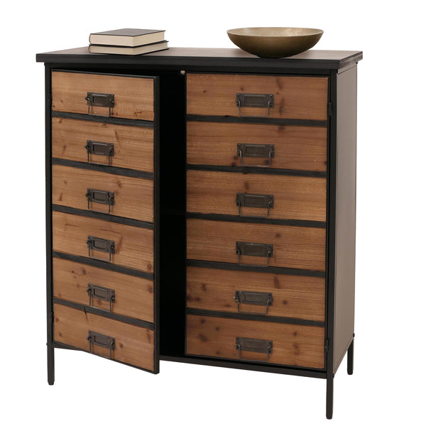 Apothekerkommode Highboard Schrank Staufächer Vintage Shabby-Look 94x80x35cm natur