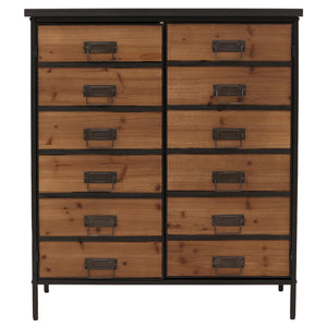 Apothekerkommode Highboard Schrank Staufächer Vintage Shabby-Look 94x80x35cm natur