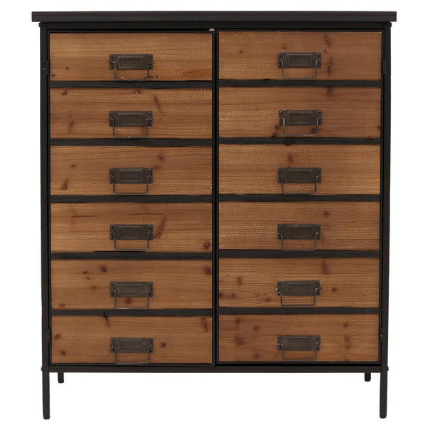Apothekerkommode Highboard Schrank Staufächer Vintage Shabby-Look 94x80x35cm natur