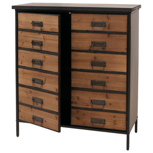 Apothekerkommode Highboard Schrank Staufächer Vintage Shabby-Look 94x80x35cm natur