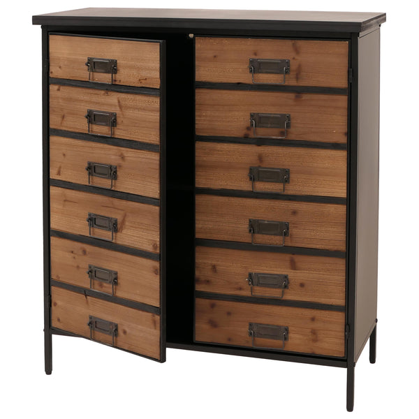 Apothekerkommode Highboard Schrank Staufächer Vintage Shabby-Look 94x80x35cm natur