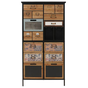 Apothekerkommode Highboard Schubladen Vintage Shabby-Look 136x73x35cm natur/blau/weiss