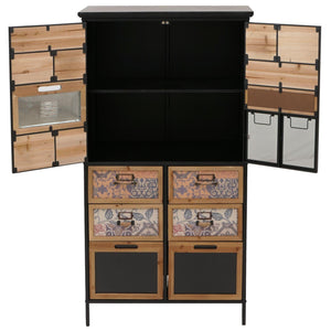 Apothekerkommode Highboard Schubladen Vintage Shabby-Look 136x73x35cm natur/blau/weiss