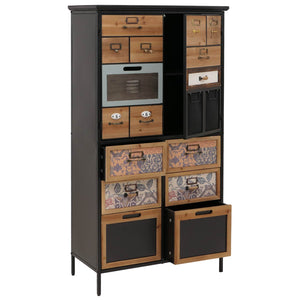 Apothekerkommode Highboard Schubladen Vintage Shabby-Look 136x73x35cm natur/blau/weiss