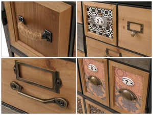 Apothekerkommode Highboard Schubladen Vintage Shabby-Look 136x73x35cm natur/bunt