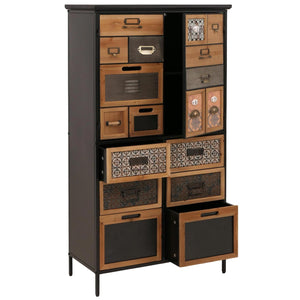 Apothekerkommode Highboard Schubladen Vintage Shabby-Look 136x73x35cm natur/bunt