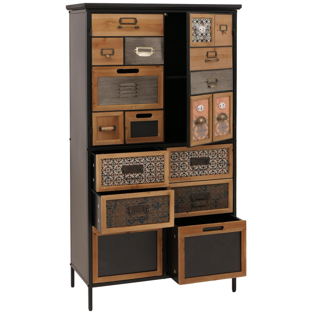 Apothekerkommode Highboard Schubladen Vintage Shabby-Look 136x73x35cm natur/bunt