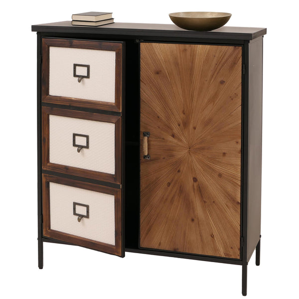 Apothekerkommode Highboard Schrank Staufächer Vintage Shabby-Look 94x80x35cm natur hell