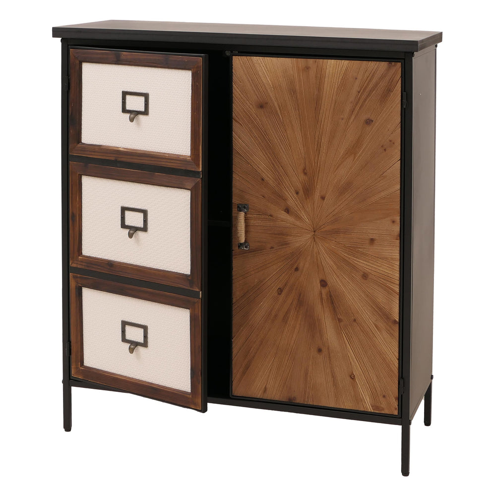 Apothekerkommode Highboard Schrank Staufächer Vintage Shabby-Look 94x80x35cm natur hell