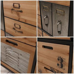 Apothekerkommode Highboard Schubladen Vintage Shabby-Look 136x73x35cm natur Metalloptik