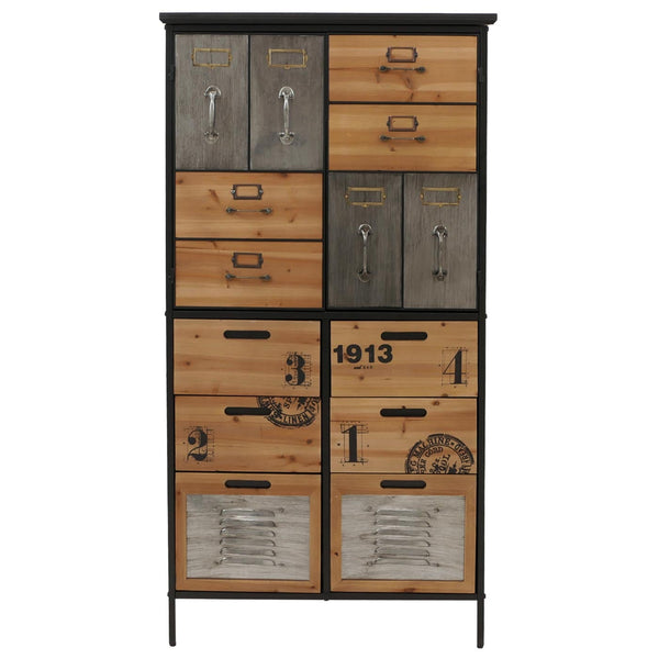 Apothekerkommode Highboard Schubladen Vintage Shabby-Look 136x73x35cm natur Metalloptik