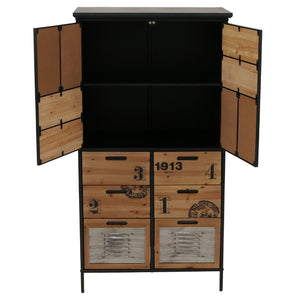 Apothekerkommode Highboard Schubladen Vintage Shabby-Look 136x73x35cm natur Metalloptik