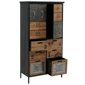 Apothekerkommode Highboard Schubladen Vintage Shabby-Look 136x73x35cm natur Metalloptik