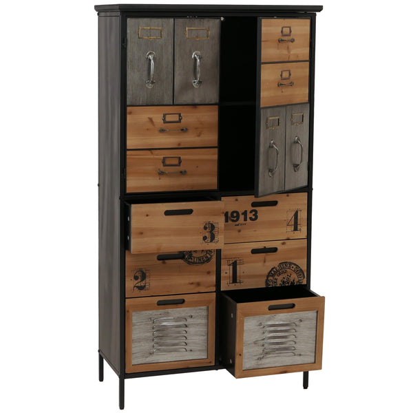 Apothekerkommode Highboard Schubladen Vintage Shabby-Look 136x73x35cm natur Metalloptik