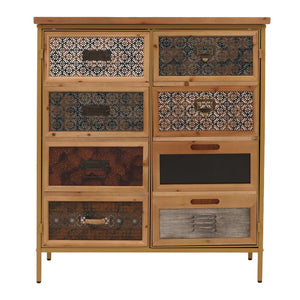 Apothekerkommode Highboard Schrank Staufächer Vintage Shabby-Look 94x80x35cm weiss/blau