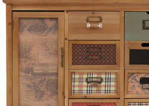 Apothekerkommode Schrank Schubladen Etikettenhalter Vintage Shabby Holz 80x91x40cm natur
