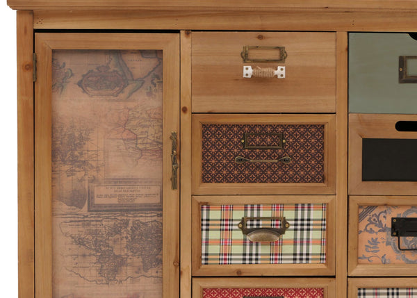 Apothekerkommode Schrank Schubladen Etikettenhalter Vintage Shabby Holz 80x91x40cm natur