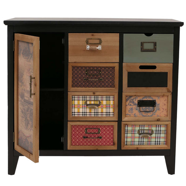 Apothekerkommode Schrank Schubladen Etikettenhalter Vintage Shabby Holz 80x91x40cm schwarz