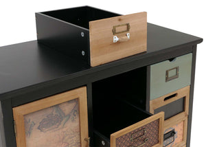 Apothekerkommode Schrank Schubladen Etikettenhalter Vintage Shabby Holz 80x91x40cm schwarz