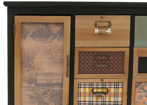 Apothekerkommode Schrank Schubladen Etikettenhalter Vintage Shabby Holz 80x91x40cm schwarz