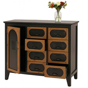 Apothekerkommode Schrank Schubladen Staufach Vintage Shabby Industrial 80x91x40cm schwarz