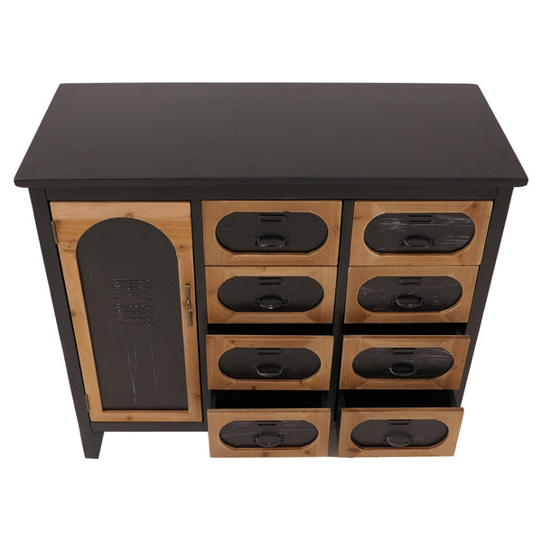 Apothekerkommode Schrank Schubladen Staufach Vintage Shabby Industrial 80x91x40cm schwarz