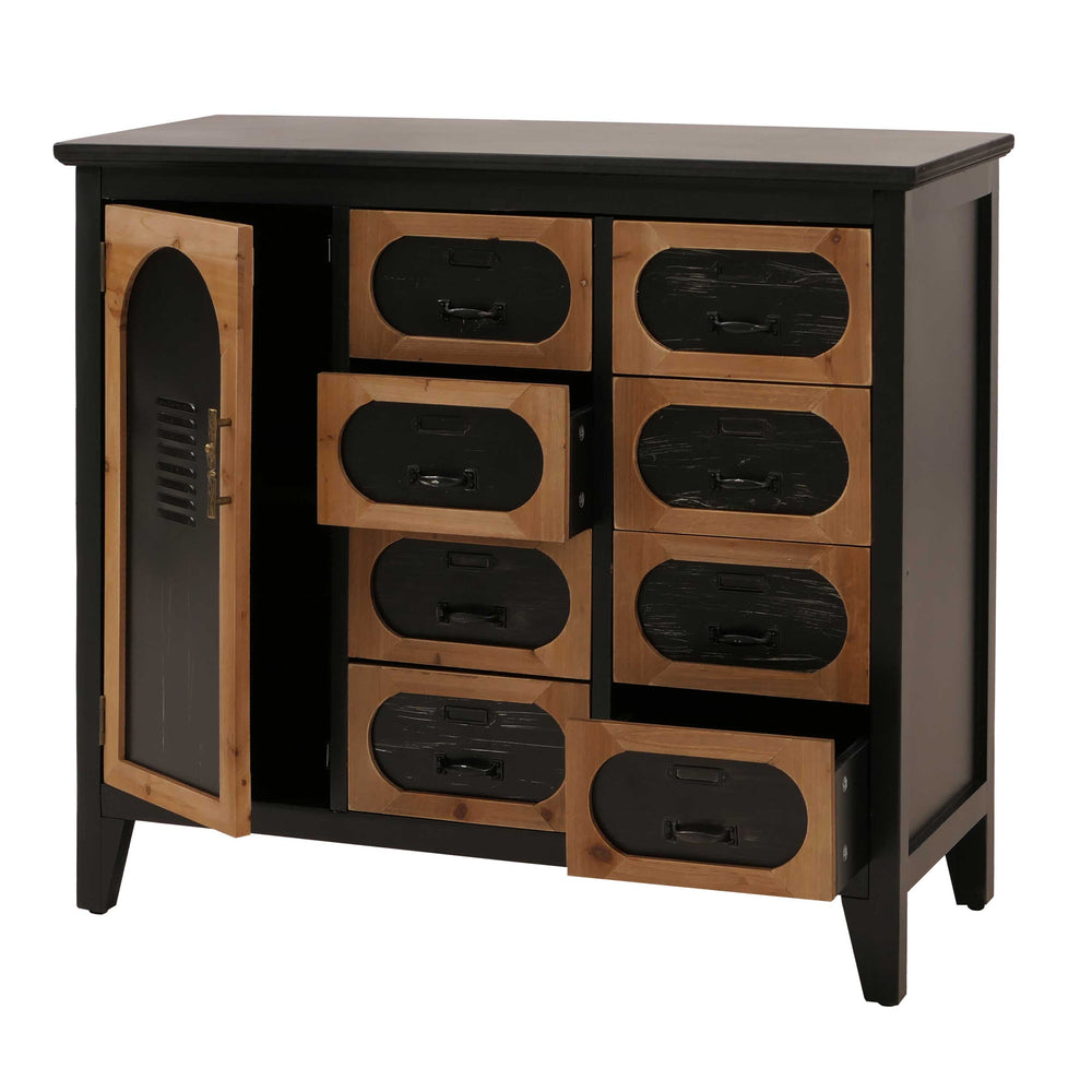 Apothekerkommode Schrank Schubladen Staufach Vintage Shabby Industrial 80x91x40cm schwarz