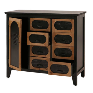 Apothekerkommode Schrank Schubladen Staufach Vintage Shabby Industrial 80x91x40cm schwarz