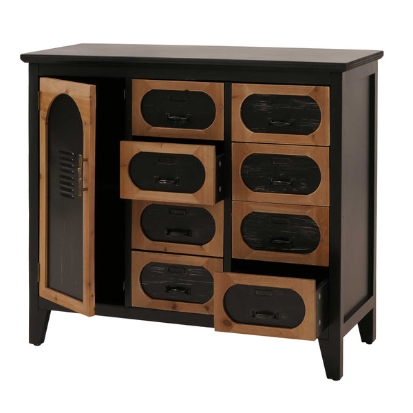 Apothekerkommode Schrank Schubladen Staufach Vintage Shabby Industrial 80x91x40cm schwarz