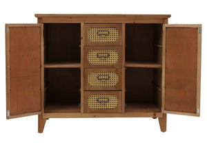 Apothekerkommode Sideboard Schrank Staufächer Schubladen Vintage Rattanoptik 80x91x40cm natur