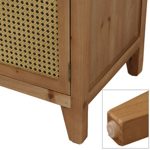Apothekerkommode Sideboard Schrank Staufächer Schubladen Vintage Rattanoptik 80x91x40cm natur