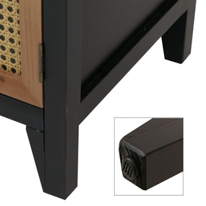 Apothekerkommode Sideboard Schrank Staufächer Schubladen Vintage Rattanoptik 80x91x40cm schwarz