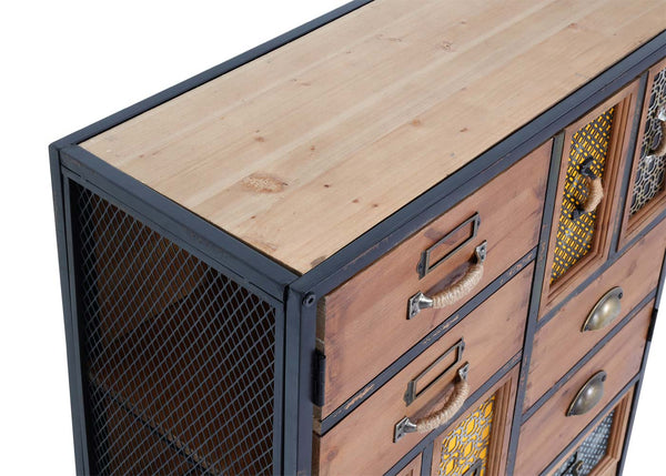 Apothekerkommode Vintage Holz Metall Schubladenschrank 120x62x33cm