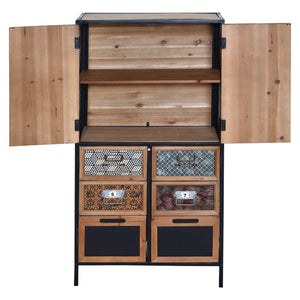 Apothekerkommode Vintage Holz Metall Schubladenschrank 120x62x33cm