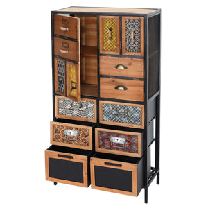 Apothekerkommode Vintage Holz Metall Schubladenschrank 120x62x33cm