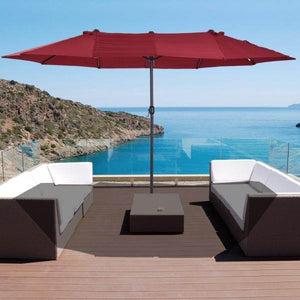 Sonnenschirm Doppelsonnenschirm Terrassenschirm mit Handkurbel Weinrot Oval