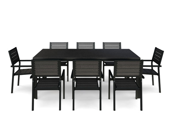 Gartenmöbel Tisch 200 cm + 8 Stühle schwarz