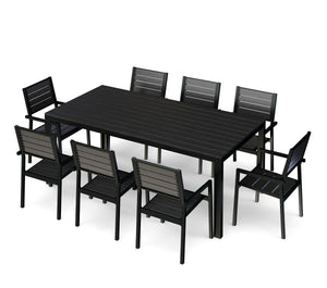 Gartenmöbel Tisch 200 cm + 8 Stühle schwarz