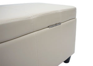 Aufbewahrungs-Truhe Kriens Kunstleder 45x114x45cm creme