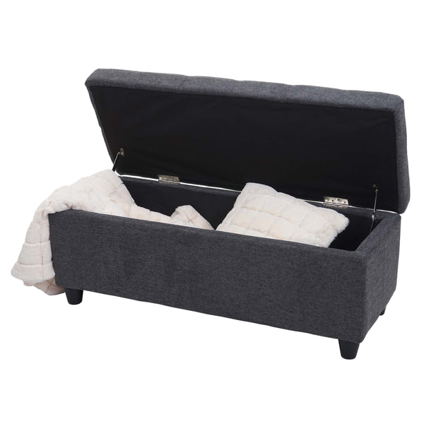 Aufbewahrungs-Truhe Kriens Textil 45x114x45cm dunkelgrau