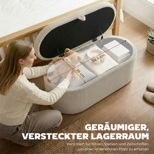 Aufbewahrungsbank gepolstert mit Cord Bezug für Schlafzimmer beige
