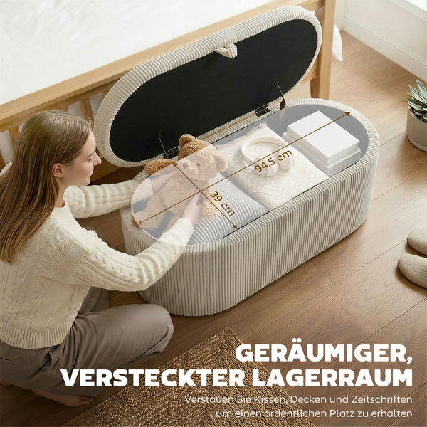 Aufbewahrungsbank gepolstert mit Cord Bezug für Schlafzimmer beige