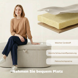 Aufbewahrungsbank gepolstert mit Cord Bezug für Schlafzimmer beige