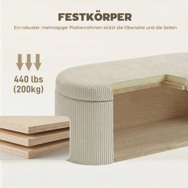 Aufbewahrungsbank gepolstert mit Cord Bezug für Schlafzimmer beige