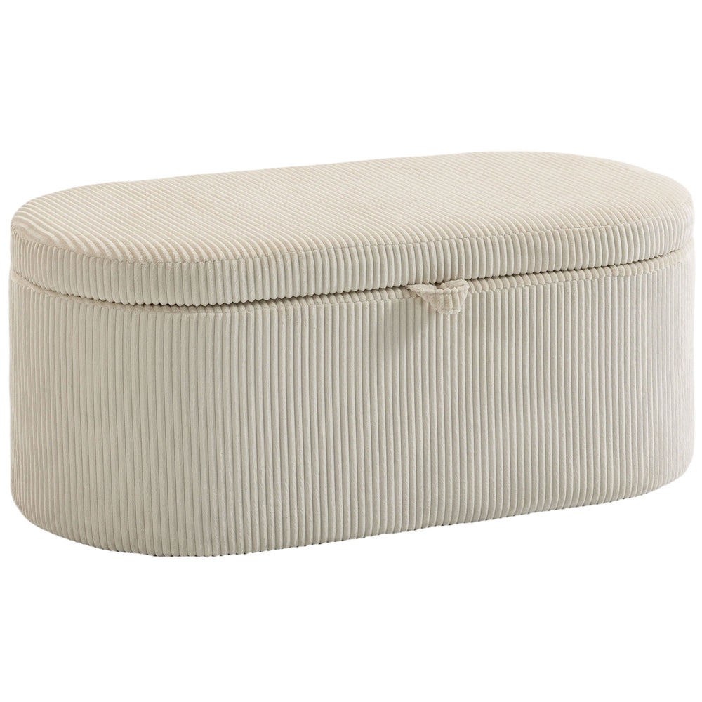 Aufbewahrungsbank gepolstert mit Cord Bezug für Schlafzimmer beige