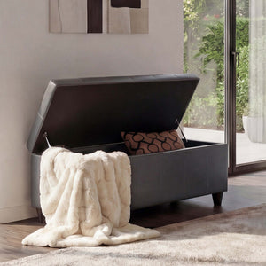 Aufbewahrungsbank Kunstleder Sitztruhe 114x45x45cm grau