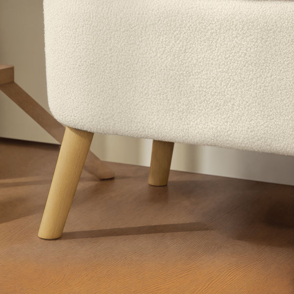 Aufbewahrungsbank Sitzbank mit Stauraum Teddy-Fleece Holz beige