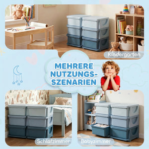 Aufbewahrungsbox für Kinder mit 3 Schubladen blau